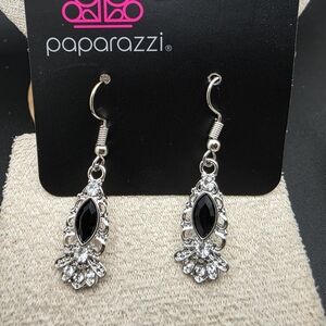 Paparazzi Black and Silver Teardrop Earrings (1712)